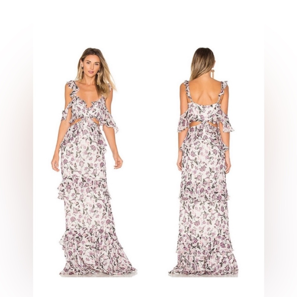 AMUR Cream and Purple Floral Dress
